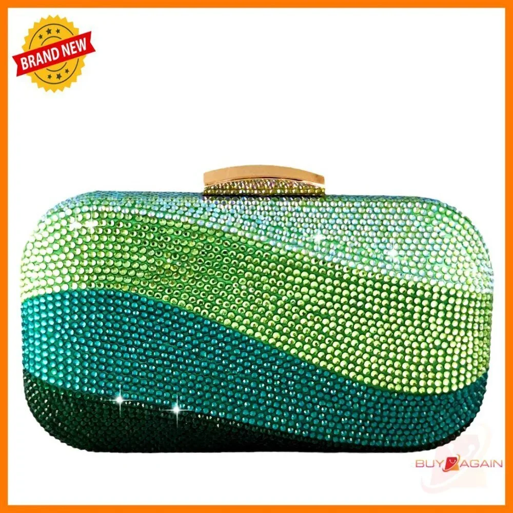 Mini Rhinestone Clutch Evening Bag with Detachable Chain Straps